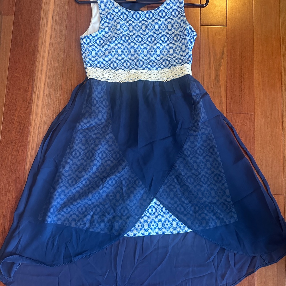 Blue and white Patterned Kids Dress